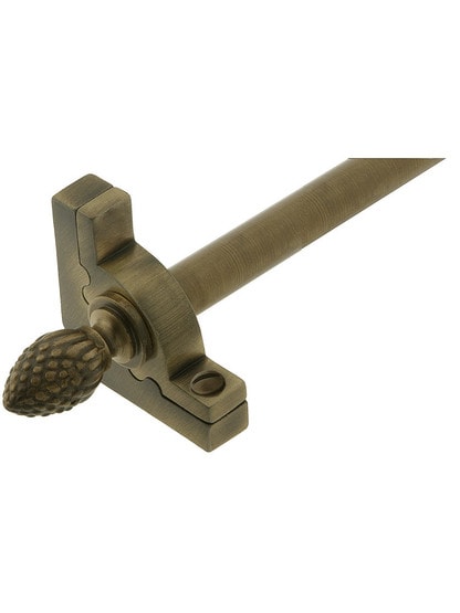 28.5 inch Sovereign Pineapple Tip Stair Rod - 1/2 inch Diameter Bras With Standard Brackets in Antique Brass Finish
